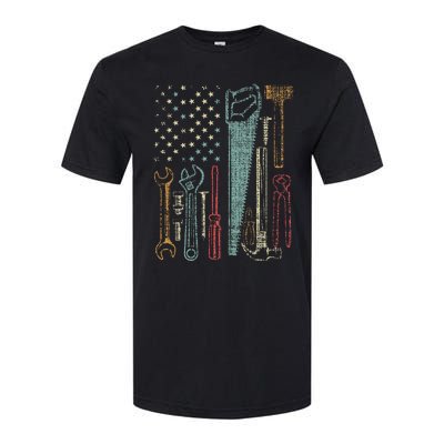 Usa Flag Carpenter And Builder Tools Softstyle CVC T-Shirt