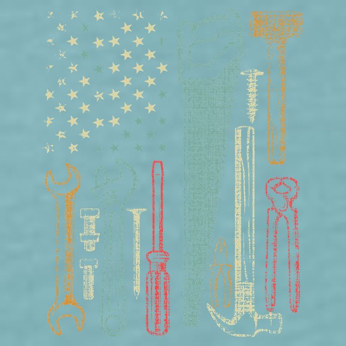 Usa Flag Carpenter And Builder Tools Sueded Cloud Jersey T-Shirt