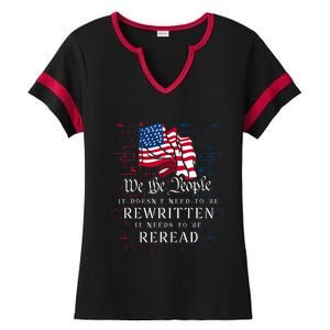 US Flag Constitution Of The USA Needs To Be Reread Ladies Halftime Notch Neck Tee