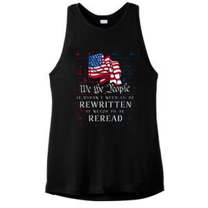 US Flag Constitution Of The USA Needs To Be Reread Ladies PosiCharge Tri-Blend Wicking Tank