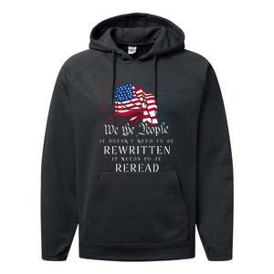 US Flag Constitution Of The USA Needs To Be Reread Performance Fleece Hoodie