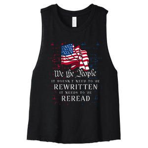 US Flag Constitution Of The USA Needs To Be Reread Women's Racerback Cropped Tank