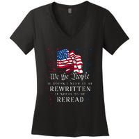 US Flag Constitution Of The USA Needs To Be Reread Women's V-Neck T-Shirt