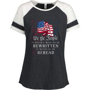 US Flag Constitution Of The USA Needs To Be Reread Enza Ladies Jersey Colorblock Tee