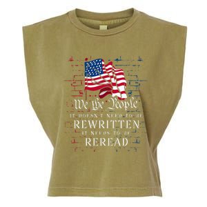 US Flag Constitution Of The USA Needs To Be Reread Garment-Dyed Women's Muscle Tee