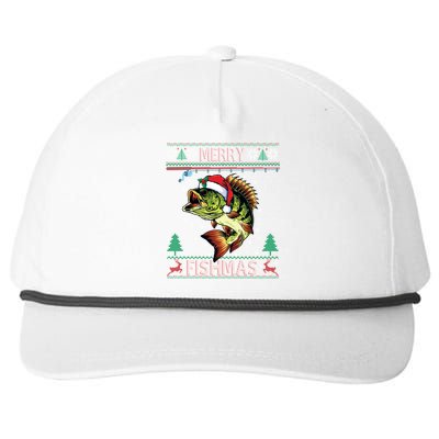 Ugly Fishing Christmas Bass Fish Merry Fishmas Cool Gift Snapback Five-Panel Rope Hat