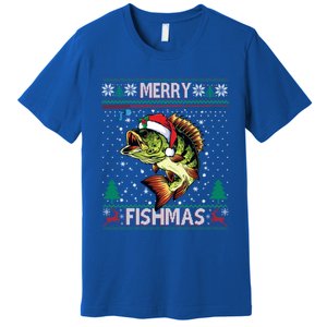 Ugly Fishing Christmas Bass Fish Merry Fishmas Cool Gift Premium T-Shirt