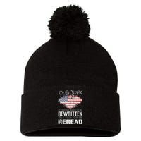 Us Flag Constitution Of The Usa Needs To Be Reread Pom Pom 12in Knit Beanie