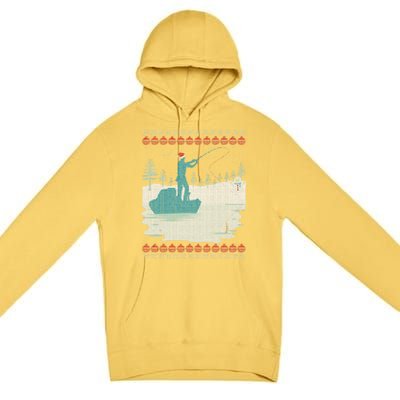 Ugly Fishing Christmas Bass Fish Merry Fishmas Gift Premium Pullover Hoodie