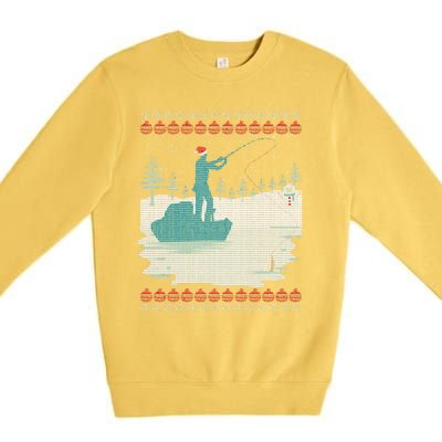 Ugly Fishing Christmas Bass Fish Merry Fishmas Gift Premium Crewneck Sweatshirt