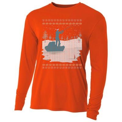 Ugly Fishing Christmas Bass Fish Merry Fishmas Gift Cooling Performance Long Sleeve Crew