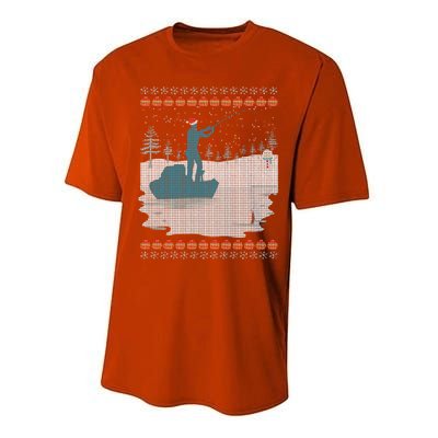 Ugly Fishing Christmas Bass Fish Merry Fishmas Gift Performance Sprint T-Shirt