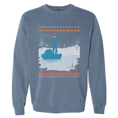 Ugly Fishing Christmas Bass Fish Merry Fishmas Gift Garment-Dyed Sweatshirt