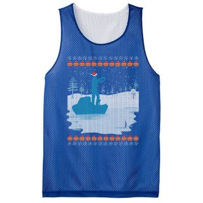 Ugly Fishing Christmas Bass Fish Merry Fishmas Gift Mesh Reversible Basketball Jersey Tank