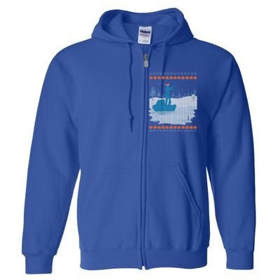 Ugly Fishing Christmas Bass Fish Merry Fishmas Gift Full Zip Hoodie