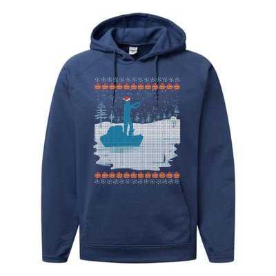 Ugly Fishing Christmas Bass Fish Merry Fishmas Gift Performance Fleece Hoodie