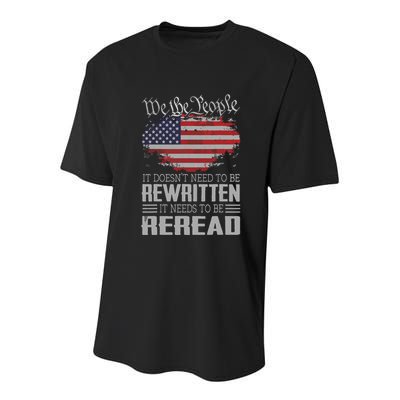US Flag Constitution Of The USA Needs To Be Reread Youth Performance Sprint T-Shirt
