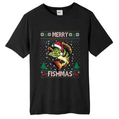 Ugly Fishing Christmas Bass Fish Merry Fishmas Gift Tall Fusion ChromaSoft Performance T-Shirt