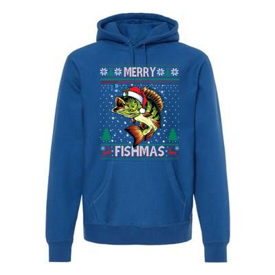 Ugly Fishing Christmas Bass Fish Merry Fishmas Gift Premium Hoodie