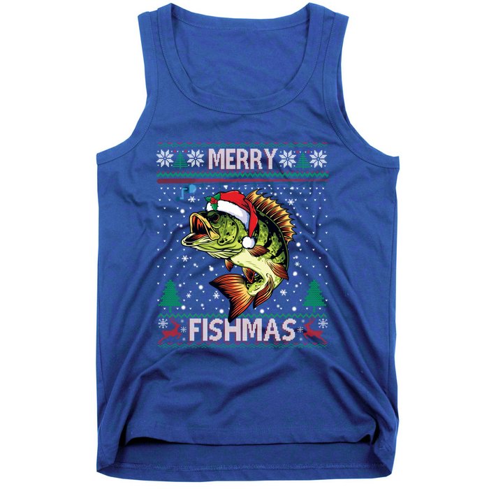 Ugly Fishing Christmas Bass Fish Merry Fishmas Gift Tank Top