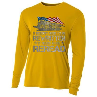 US Flag Constitution Of The USA Needs To Be Reread Cooling Performance Long Sleeve Crew