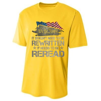 US Flag Constitution Of The USA Needs To Be Reread Performance Sprint T-Shirt