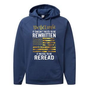 US Flag Constitution Of The USA Needs To Be Reread Performance Fleece Hoodie