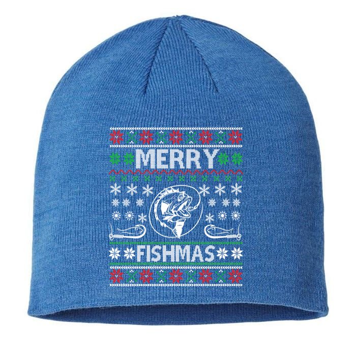 Ugly Fishing Christmas Bass Fish Merry Fishmas Gift Sustainable Beanie