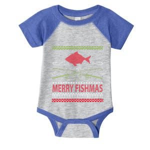 Ugly Fishing Christmas Bass Fish Merry Fishmas Great Gift Infant Baby Jersey Bodysuit