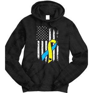 USA Flag Down Syndrome Ribbon Trisomy 21 American Tie Dye Hoodie