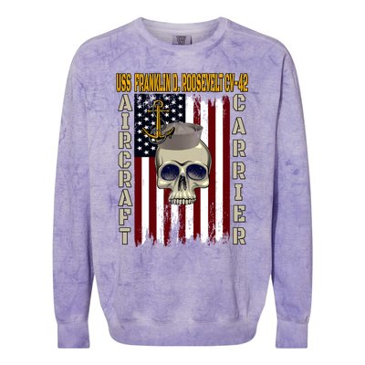 Uss Franklin D Roosevelt Cvgift42 Veterans Day Dad Son Gift Colorblast Crewneck Sweatshirt