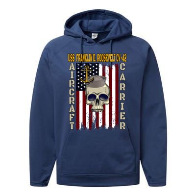 Uss Franklin D Roosevelt Cvgift42 Veterans Day Dad Son Gift Performance Fleece Hoodie