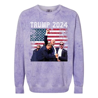 Us Flag Donald Trump Election Rally Shooting 2024 Gift Colorblast Crewneck Sweatshirt