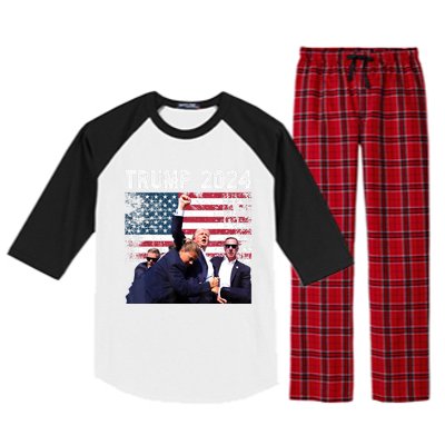 Us Flag Donald Trump Election Rally Shooting 2024 Gift Raglan Sleeve Pajama Set