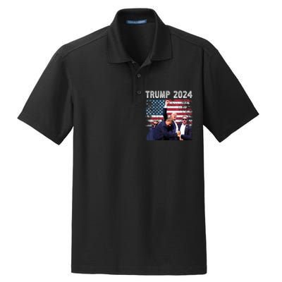 Us Flag Donald Trump Election Rally Shooting 2024 Gift Dry Zone Grid Polo