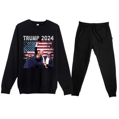 Us Flag Donald Trump Election Rally Shooting 2024 Gift Premium Crewneck Sweatsuit Set