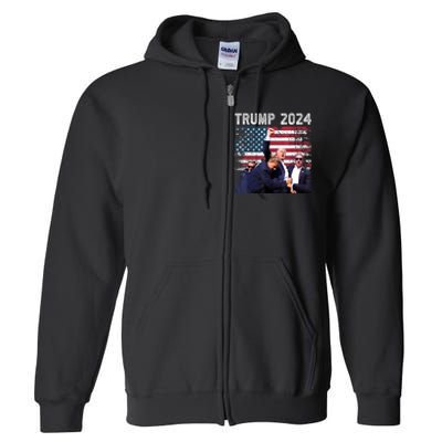 Us Flag Donald Trump Election Rally Shooting 2024 Gift Full Zip Hoodie