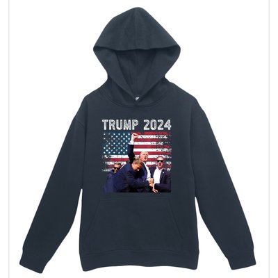 Us Flag Donald Trump Election Rally Shooting 2024 Gift Urban Pullover Hoodie