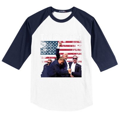 Us Flag Donald Trump Election Rally Shooting 2024 Gift Baseball Sleeve Shirt