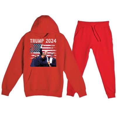 Us Flag Donald Trump Election Rally Shooting 2024 Gift Premium Hooded Sweatsuit Set