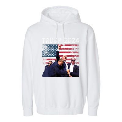 Us Flag Donald Trump Election Rally Shooting 2024 Gift Garment-Dyed Fleece Hoodie