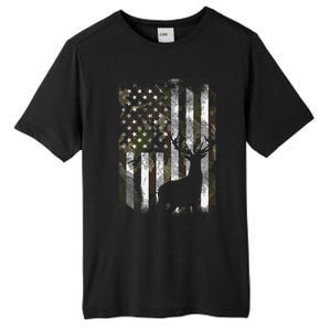 Us Flag Deer Elk Buck Camoflage Hunting Hunter Dad Tall Fusion ChromaSoft Performance T-Shirt