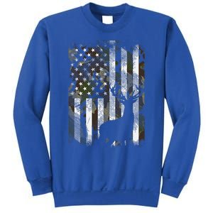 Us Flag Deer Elk Buck Camoflage Hunting Hunter Dad Sweatshirt