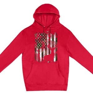 Us Flag Deer Elk Buck Camoflage Hunting Hunter Dad Premium Pullover Hoodie