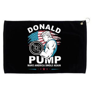 US Flag Donald Pump Make America Swole Again Trump 2024 Grommeted Golf Towel