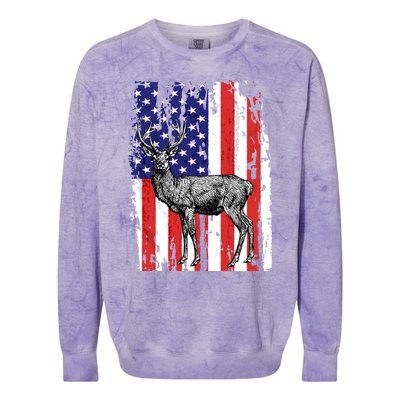 Us Flag Deer Hunting Dad Great Gift Colorblast Crewneck Sweatshirt