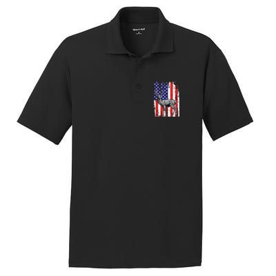 Us Flag Deer Hunting Dad Great Gift PosiCharge RacerMesh Polo