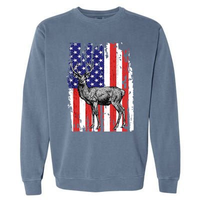 Us Flag Deer Hunting Dad Great Gift Garment-Dyed Sweatshirt