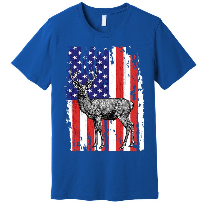 Us Flag Deer Hunting Dad Great Gift Premium T-Shirt