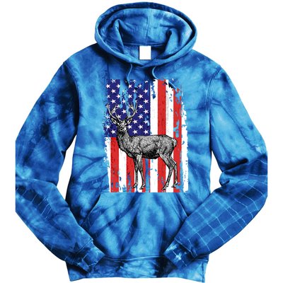 Us Flag Deer Hunting Dad Great Gift Tie Dye Hoodie